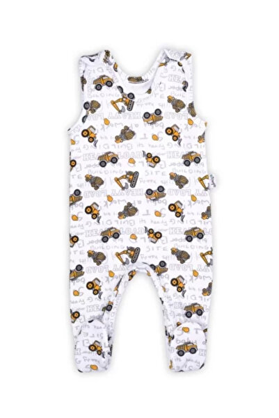 Nicol Romper de bumbac 100% Colectia 'Big Trucks' 2021 Alba Marimea 74