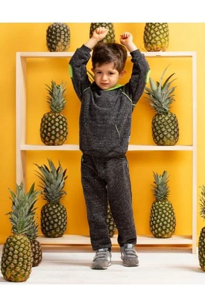 Nicol Cotton Hoodie Gray/Green Size 98 (3 years)