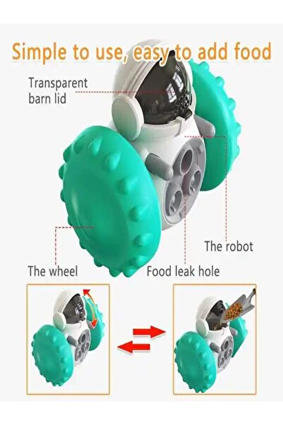 NO BRAND Interactive toy for dogs and cats - food dispenser, durable wheels, anti-tip