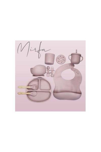 Mirfa Baby Feeding 10 Pcs Silicone Set (Pink)