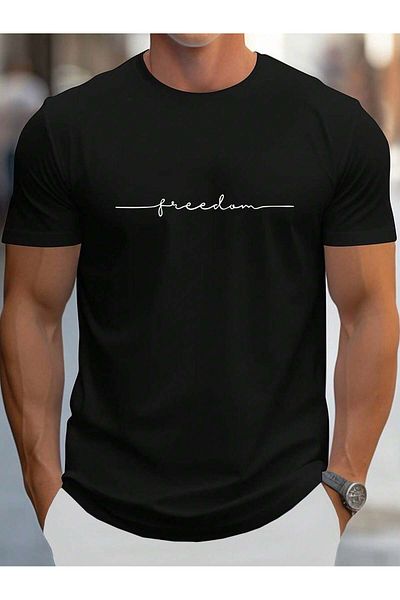 PENTHİLUS Men Short Sleeve Round Neck Geometric Pattern T-Shirt for Summer Outdoor Activities