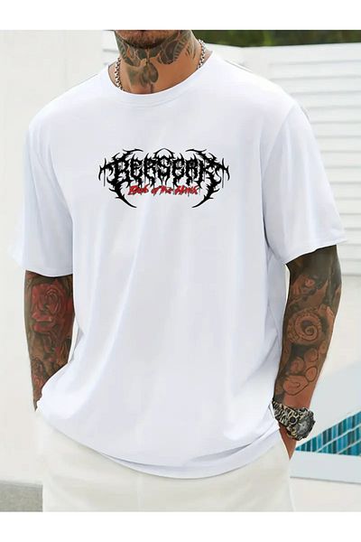 PENTHİLUS Men Short Sleeve Round Neck Geometric Pattern T-Shirt for Summer Outdoor Activities