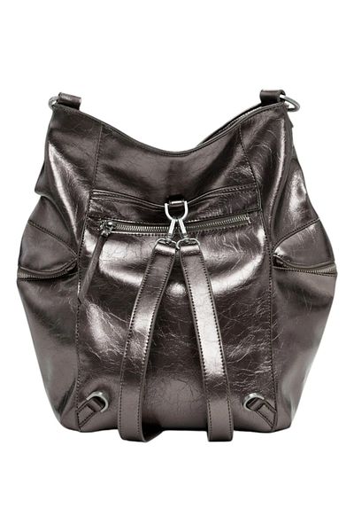 Desigual Rucsac Half Logo Arica Σκούρο Ασημί 5L - 25WAKP28-9225