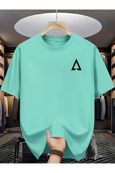 PENTHİLUS Men Short Sleeve Round Neck Geometric Pattern T-Shirt for Summer Outdoor Activities
