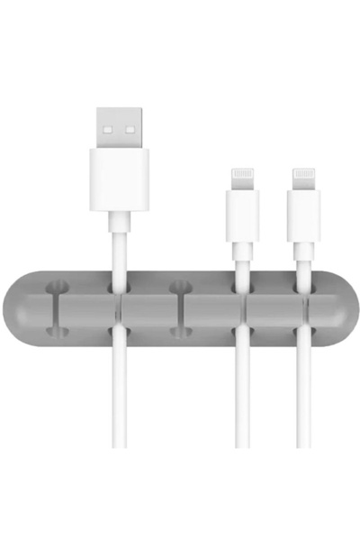 OEM Organizator cabluri pentru birou, suport autoadeziv, Pentru orice tip de mobilier, Silicon, Gri