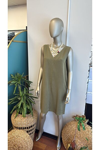 DOLCE QUEEN Women's V-Neck Thick Strap Flowing Dress