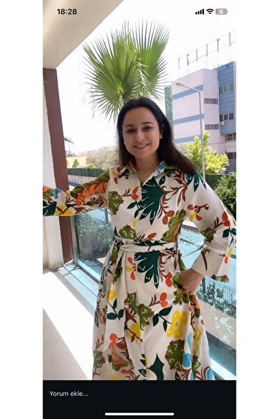 nutika فستان منقوش بالزهور بحزام من الكتان