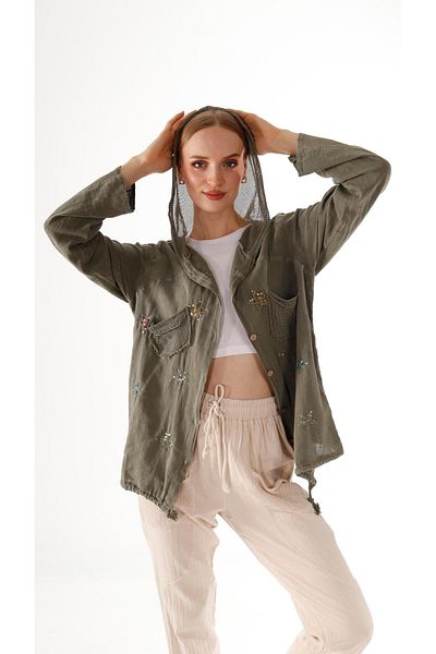 shE tekstil Starry Shirt Linen Jacket