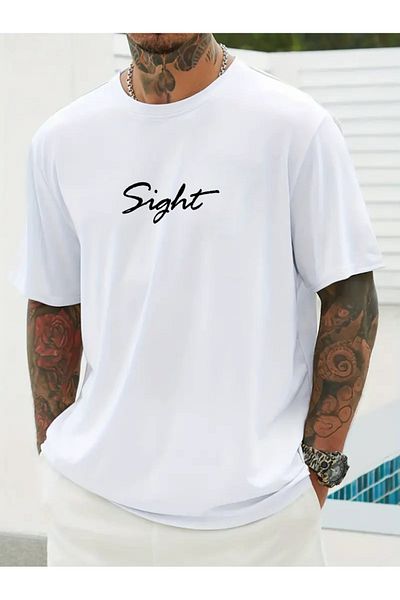 PENTHİLUS Men Short Sleeve Round Neck Geometric Pattern T-Shirt for Summer Outdoor Activities
