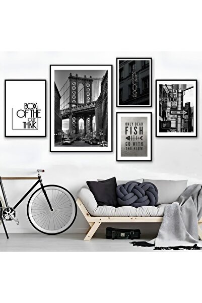 ARTCASTLE 5'li Tablo Seti Ahşap Çerçeveli Cherish