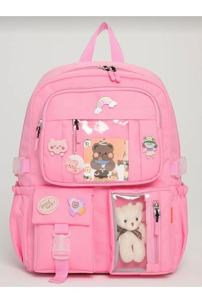 PRİYA JEWELERY Korean Style School Bag Girls and Boys Backpack with Accessories
