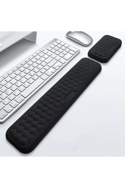 Velico Set Ergonomic din 3 piese - Mouse, Tastatura, Cana, Spuma cu memorie, Anti-alunecare, Negru,