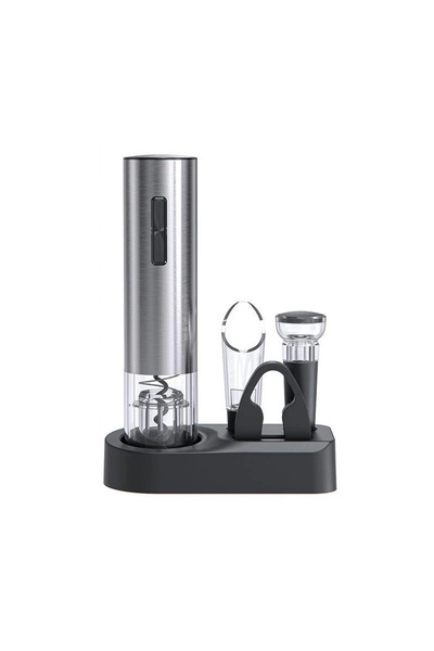 divendi-ro 5 in 1 electric wine opener set with charging base, with pouring aerator and foil cutter, silver
