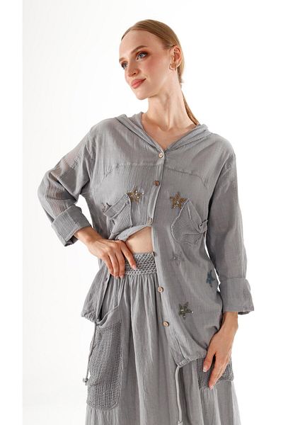 shE tekstil Starry Shirt Linen Jacket