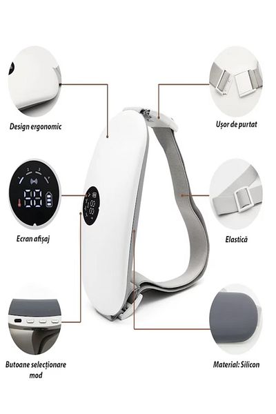 NO BRAND Pain belt with 3 heating modes, 8 vibration modes and charging
