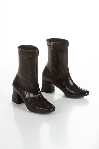 muhhu moda Women'S, Blunt Toe, Heeled Boots, Side Zipper,