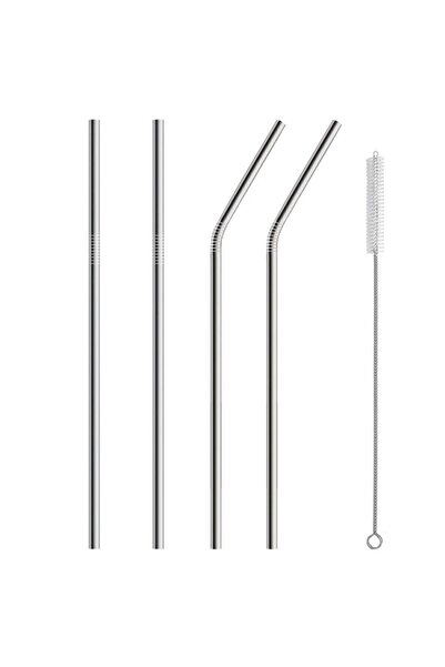 Evvano 5 Piece Metal Straw - Stainless Environmentally Friendly Metal Straw B...