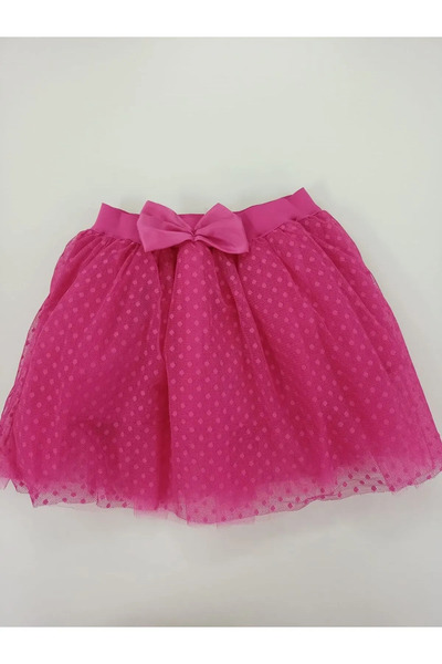 AYANA Girl's Tulle and Polka Dot-Bow Detailed Skirt Fuchsia - Fuchsia - Ehtacumottsuewtek-Fu