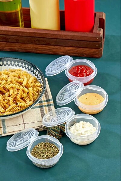 Evvano 6-Piece Transparent Mini Sauce Bowl with Fan Lid - Ketchup Mayonnaise Container - Coffee Side Candy Turkish Delight Bowl