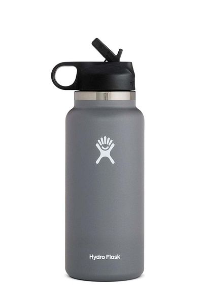 Hydro Flask Stainless Steel Vacuum Insulated Straw Lid Outdoors Gym Sports Water Bottle - Grey (32oz