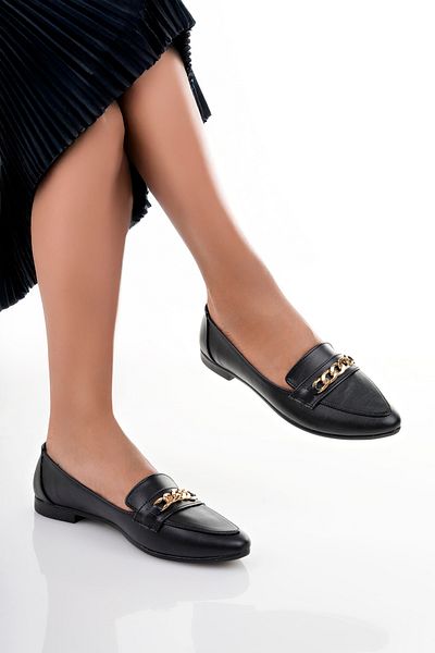 Firibu Women's Ballerinas Black Strappy Belted Lightweight Comfortable Stylish Business Office Daily Shoes Campaign Shoes