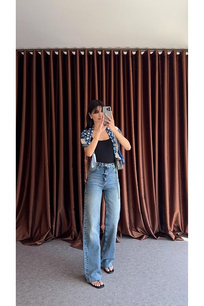 HAZELANNA Blue Premium Jean with Cut Legs
