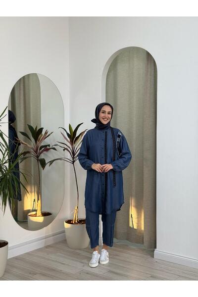 MissWhence Kot Gömlek Takım Lacivert 37307