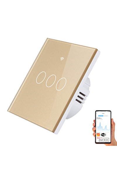 VisionHub Smart touch switch, Wireless, Wi-fi, 3 Channels, Tempered Glass, Compatible with iOS/Android, Tuya