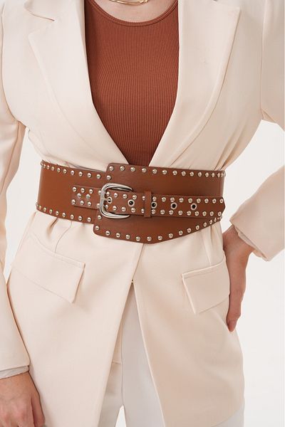 MODAM HİFA Wide Belt with Zimbal Dress Belt Shirt Belt Waist Belt Body Belt