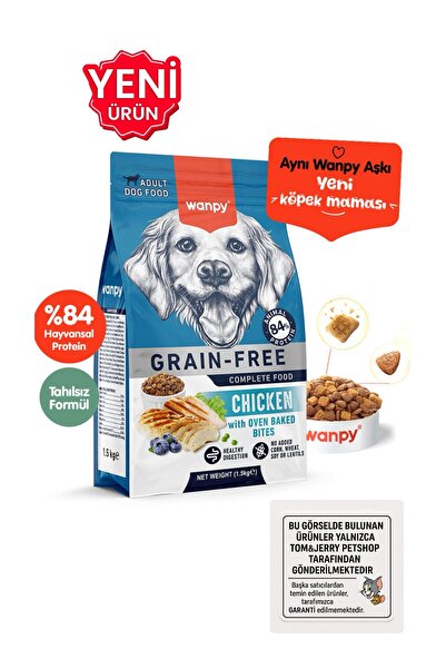 Wanpy TOM&JERRYPETSHOP-Tahılsız Tavuklu Yetişkin Köpek Maması 1,5 kg