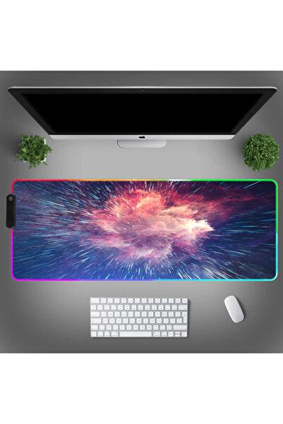 VisionHub Mousepad profesional RGB pentru gaming, dimensiune XXL, lumini LED, suprafață moale, luminozitate reglabilă, 900x400