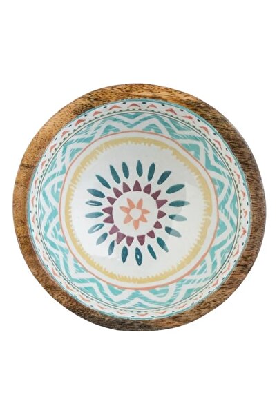 divendi-ro Glazed wooden bowl with Aztec pattern, diameter 13x7 cm, brown