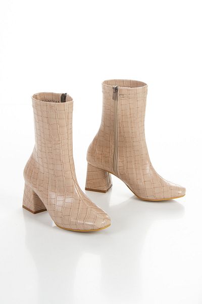 muhhu moda Women'S, Blunt Toe, Heeled Boots, Side Zipper,