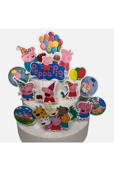 Peppa Pig Set decoratiuni tort Peppa Pig 2-10cm