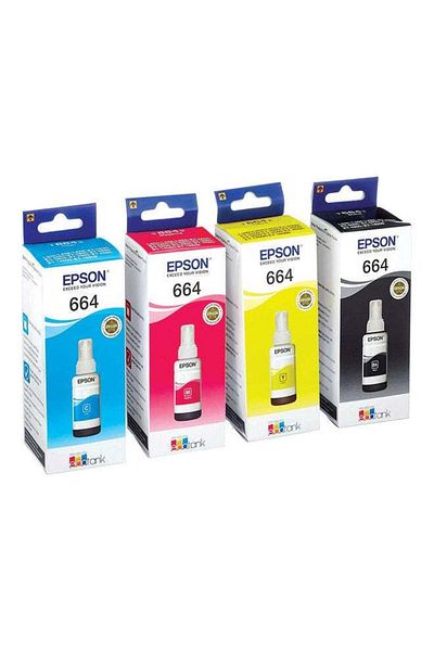 EPSON 4-Piece Eco Tank Ink Cartridge Bottle For L100/L110/L120/L200/L210/L220/L300/L310 Multicolour
