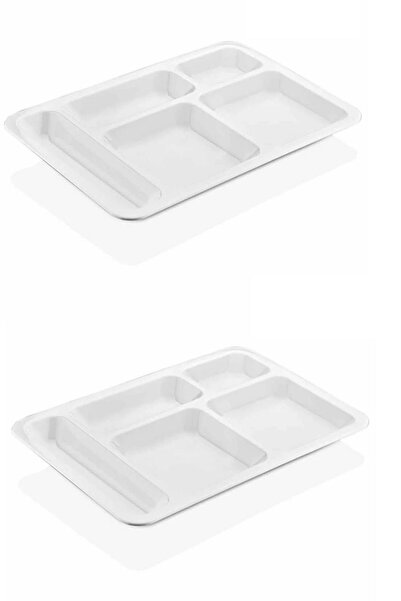 Evvano 10 Pieces 5 Compartment Unbreakable Table D'Hote Plate Self-Service Dining Hall School Diner Table D'Hôte (40 cm X28 cm)