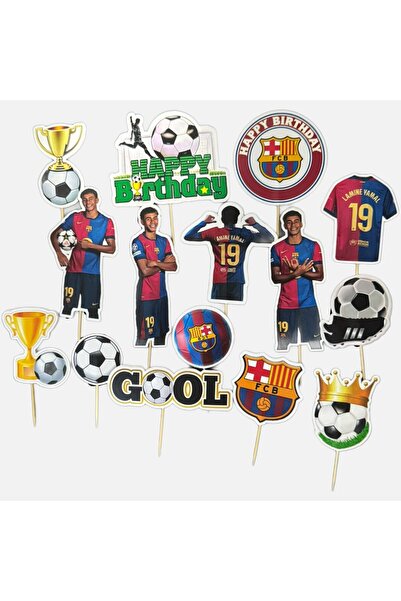 Barcelona Set 15 Cake Decorations Football FC Reusable