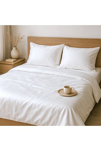 PureText |   Pure Shine |   100% Cotton Satin Double Duvet Cover Set |   240X260Cm |   White