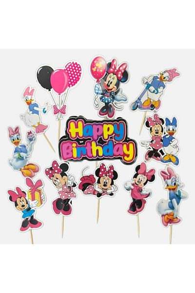 Minnie Mouse Set 12 Decoratiuni Tort Minnie Mouse si Daisy 3-15cm