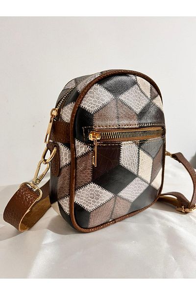 MODA Ethnic Mosaic Patterned Small Size Leather Women's Shoulder Bag