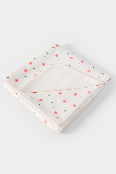 MAHFEL 100% Cotton Organic Pink Flower Printed Baby Kids Blanket