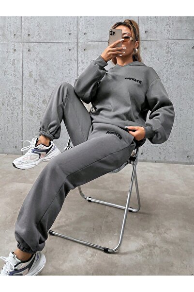 darkopia Σετ αθλητικών φούτερ Unisex Ανδρικά Γυναικεία Προσωπικά εμπριμέ Oversize 3 νημάτων με κουκούλα