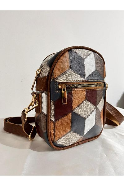 MODA Ethnic Mosaic Patterned Small Size Leather Women's Shoulder Bag