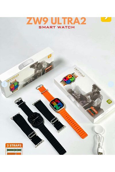 Generic ZW9 Ultra 2 Straps smart watch with 49 mm full screen, BT Calling and health monitoring orange/black