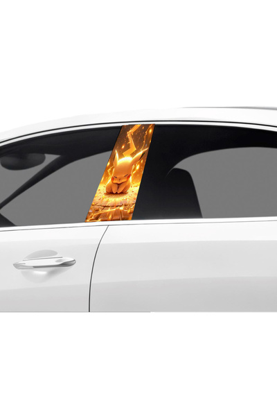 Çağlayan Reklam رقائق تغطية عمود باب السيارة بنمط بيكاتشو (المجموعة اليمنى وا...