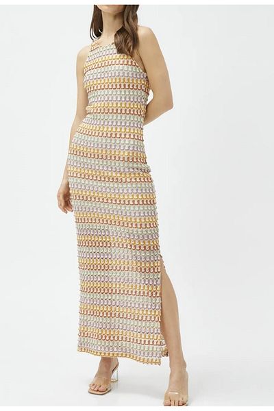 segrock Multicolored Slit Lined Women's Pencil Dress