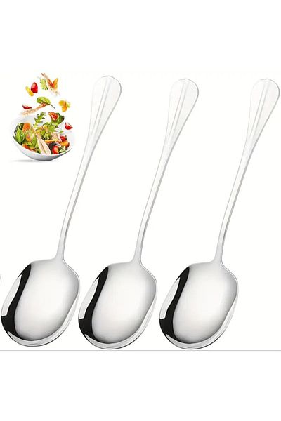 Mode Cool 2Pcs 21cm Stainless Steel Luxury Serving and Salad Spoon – Durable Steel Food Serving Spatula