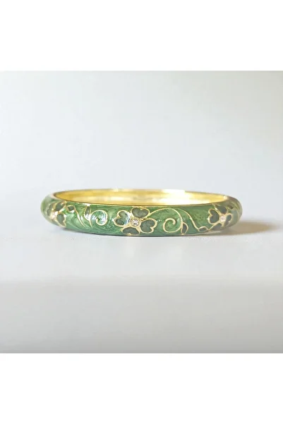 POKAK Colorful Enamel Pearlescent Stone Handcuff Bracelet