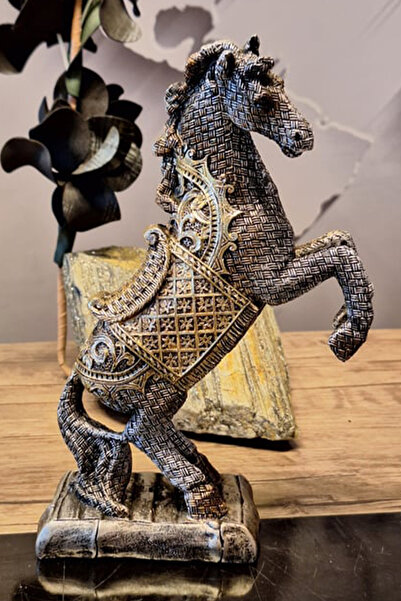 CİYU TİCARET Şaha Kalkmış At Biblo Çift At Heykeli Biblo Hediyelik Dekor