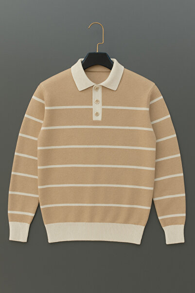 CULTURE BOUTIQUE Tricou bărbătesc Klass cu dungi și nasturi